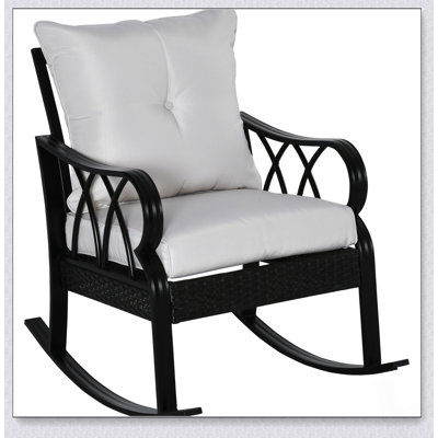 Chaise berçante d'extérieur en osier avec coussins rembourrés Outsunny, structure en aluminium pour plus de confort et de style