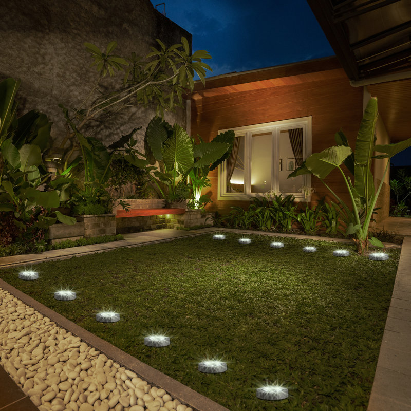 Set of Six Gray LED Solar Pathway Lights with Faux Granite Finish