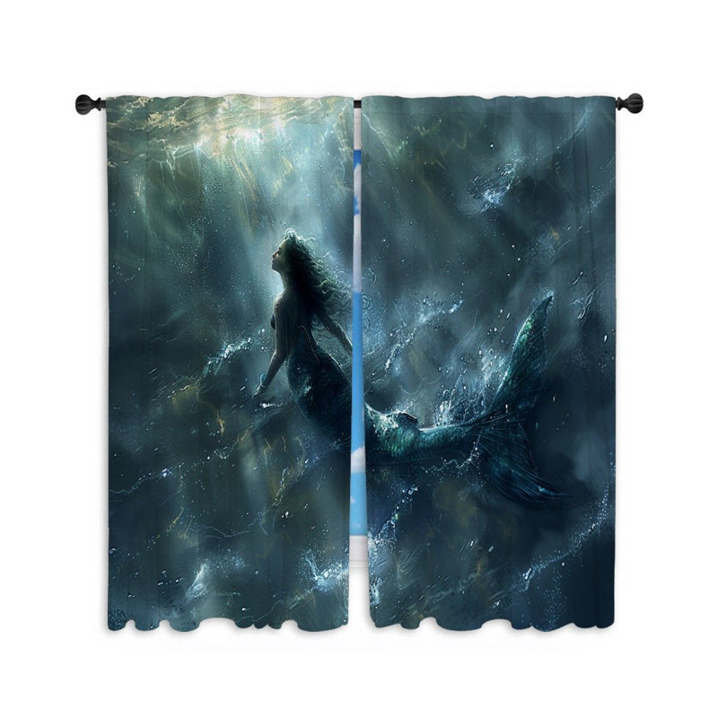 Rideaux de fenêtre Mermaid Fantasy, L 56 po x L 80 po