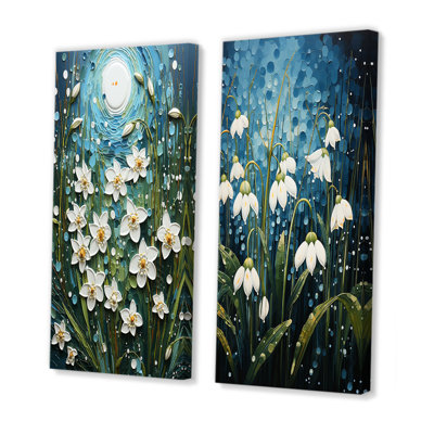 «White Snowdrops Field Pointillism», 2 pièces