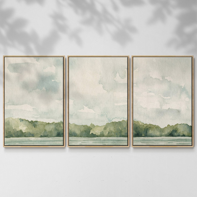 Riverside Views II - Toile encadrée multi-pièces, H 40 po x l 78 po x P 2 po, Naturel