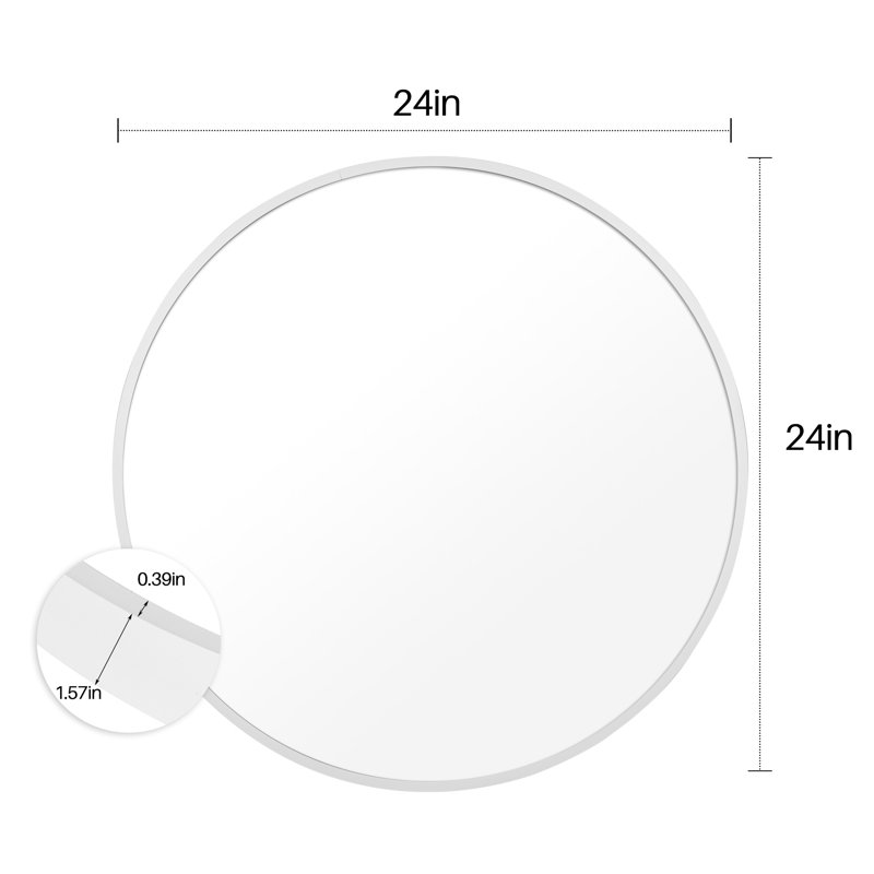 Miroir de maquillage mural LurLine, 24 po x 24 po, Blanc