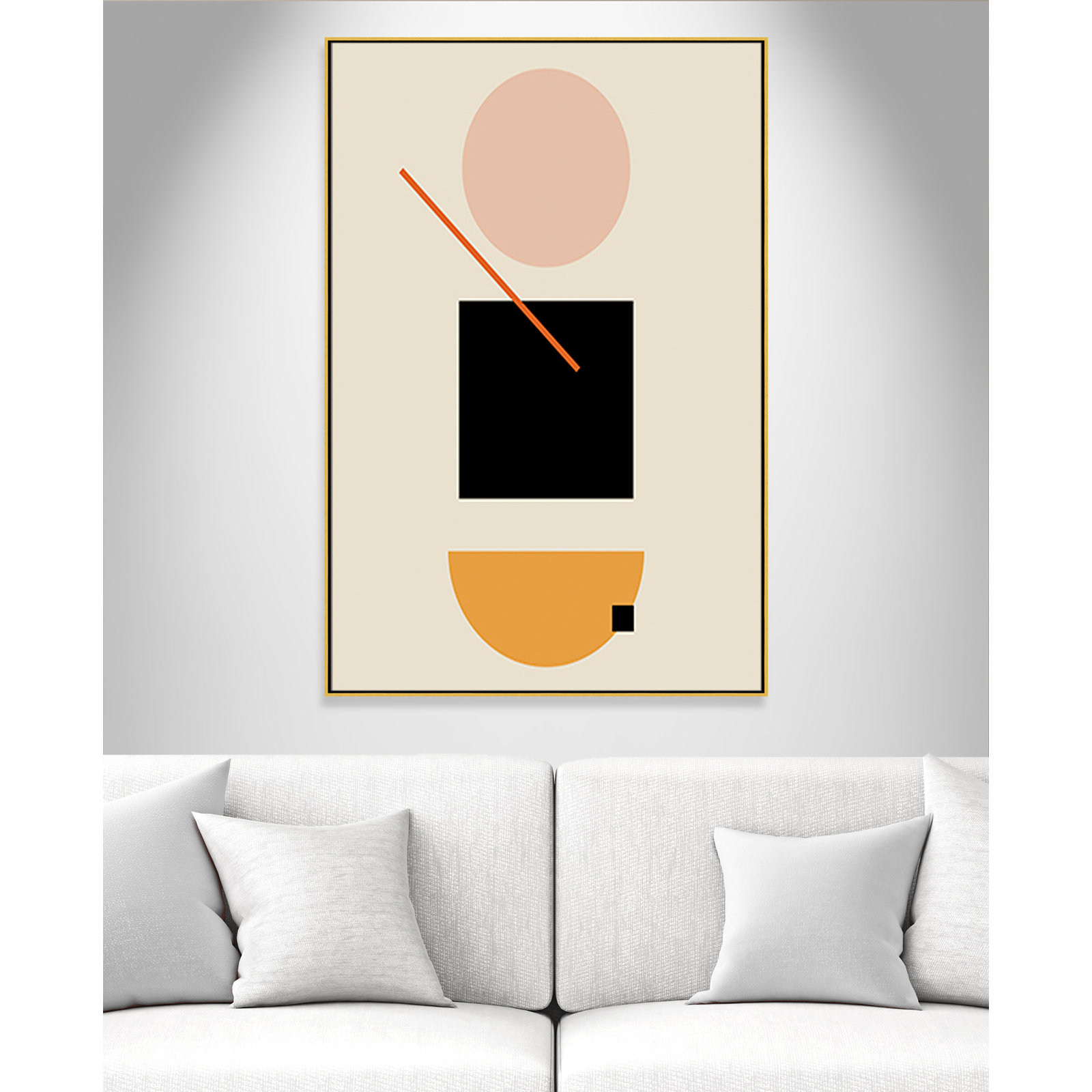 Simple Shapes by Daniela Santiago, 61.5" H x 41.5" W x 2" D, Gold Framed