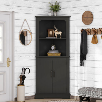 Tall Corner Cabinet With Doors For Living Room, Bathroom,Dining Room Or Kitchen