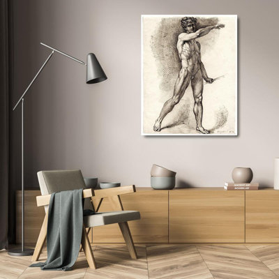 "Marche mâle nu, avec le bras levé" par David Humbert De Surveille - Art sur toile tendue avec châssis