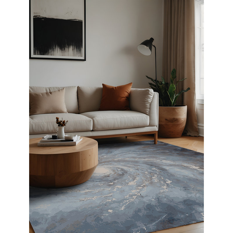 Machine Washable Gray Area Rug, Square 8'