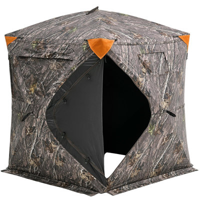 Hunting Blind, 270° See Through Ground Blind, 1-2 Person Pop Up Deer Blind For Hunting With Carrying Bag, Portable Resilient Hunting Tent, 3 Horizontal Windows For Turkey And Deer Hunting