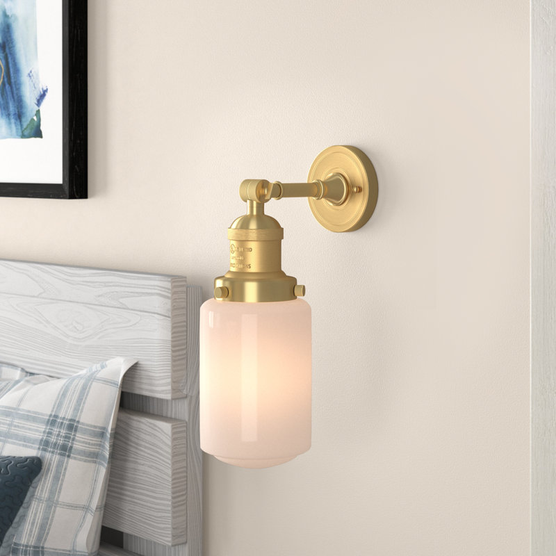 Armed Sconce, 60 Watt Vintage Incandescent Bulb, Polished Chrome, Matte White