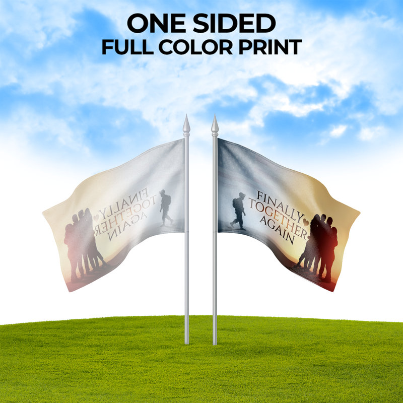 Drapeau extérieur enfin ensemble (3 x 5 pi) par - Polyester durable et résistant à la décoloration, bords nets, œillets en laiton - Drapeau de guerre et de bienvenue imprimé à la maison - fabriqué aux États-Unis