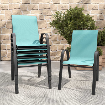 Ensemble de chaises de salle à manger d'extérieur, siège ergonomique large, capacité de 350 lb par chaise, structure en métal Teslin imperméable et résistante à la rouille, idéale pour la terrasse, le jardin, la salle de banquet et l'utilisation 