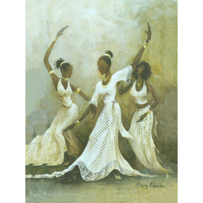 " Three Women Dancing Polka Dot Dresses "