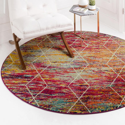 Tapis géométrique fuchsia