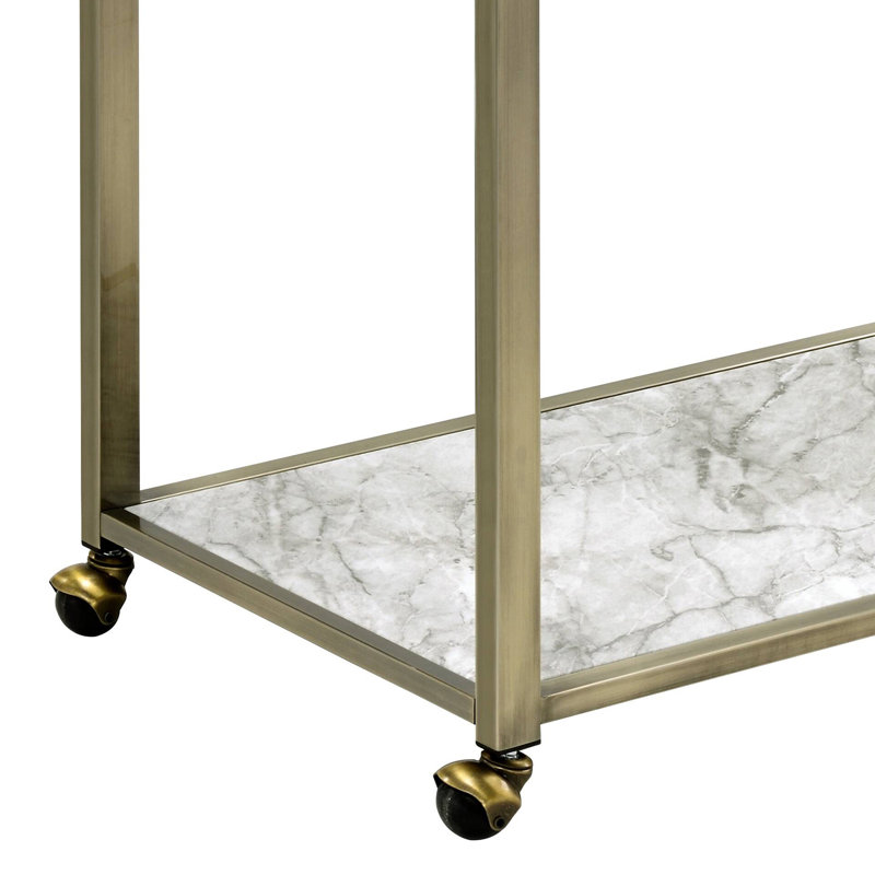 Neilo Rectangular Bar Cart in Clear and Wire Brass