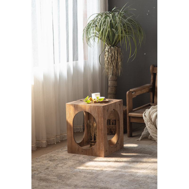Table d'appoint carrée en bois naturel