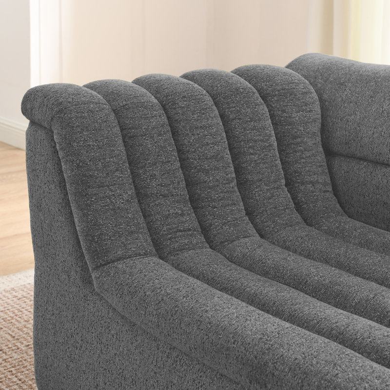 Canapé modulaire en U avec accoudoirs en forme de vague, Chenille grise foncée