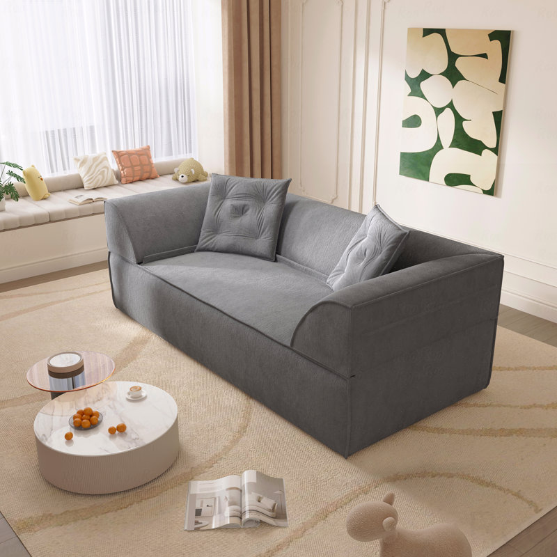 Canapé 3 places, canapé-lit convertible 3-en-1, canapé moderne à assise profonde de 79,5 po avec 2 coussins, canapé en chenille étincelant, méridienne