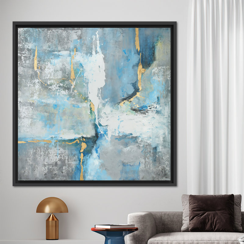 Rustic Old Plaster Effect Abstract Wall Art Canvas for Modern Home Decor, 60 cm H x 60 cm W, Floater Framed Print without Mat