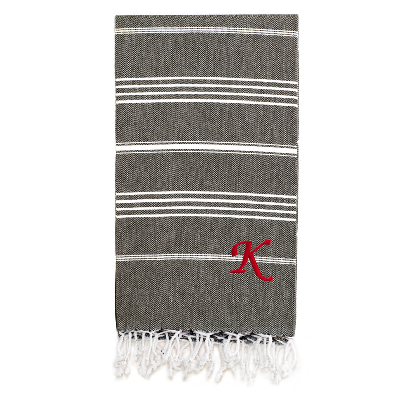Serviette de plage 100% coton Pestemal Lucky, Gris foncé / Blanc, K
