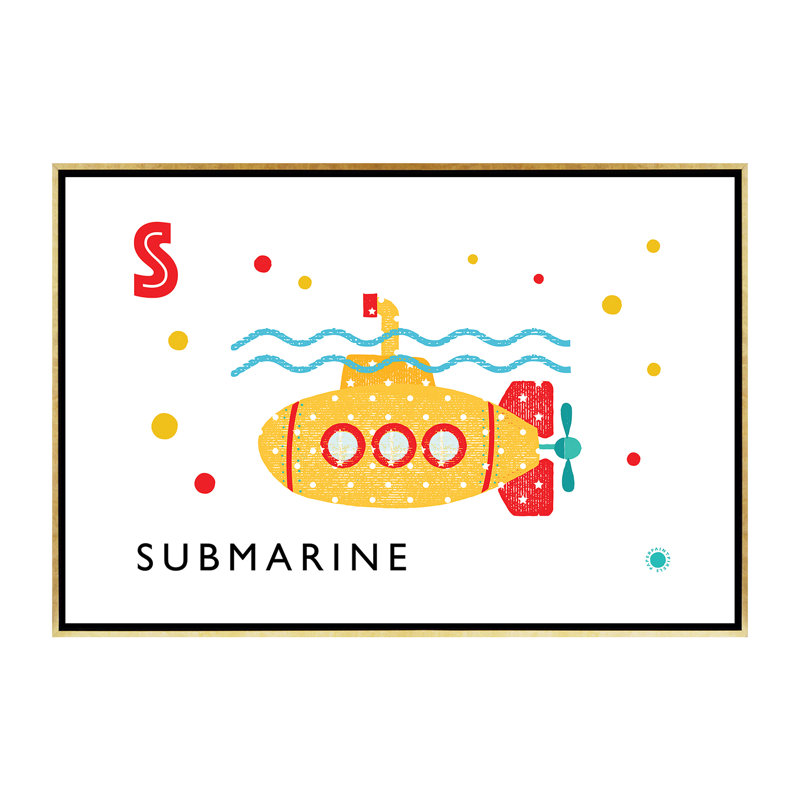 S Is For Submarine - Imprimé, Toile encadrée d'or, Pas de tapis, H 40 po x l 60 po x 1,5 po