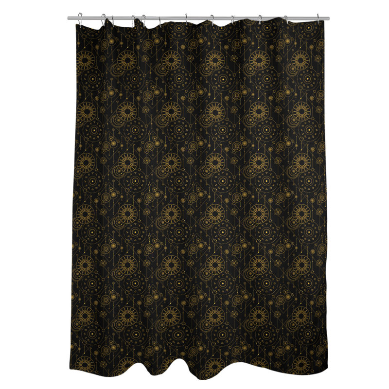 Rideau de douche simple astrologie, Noir / Orange