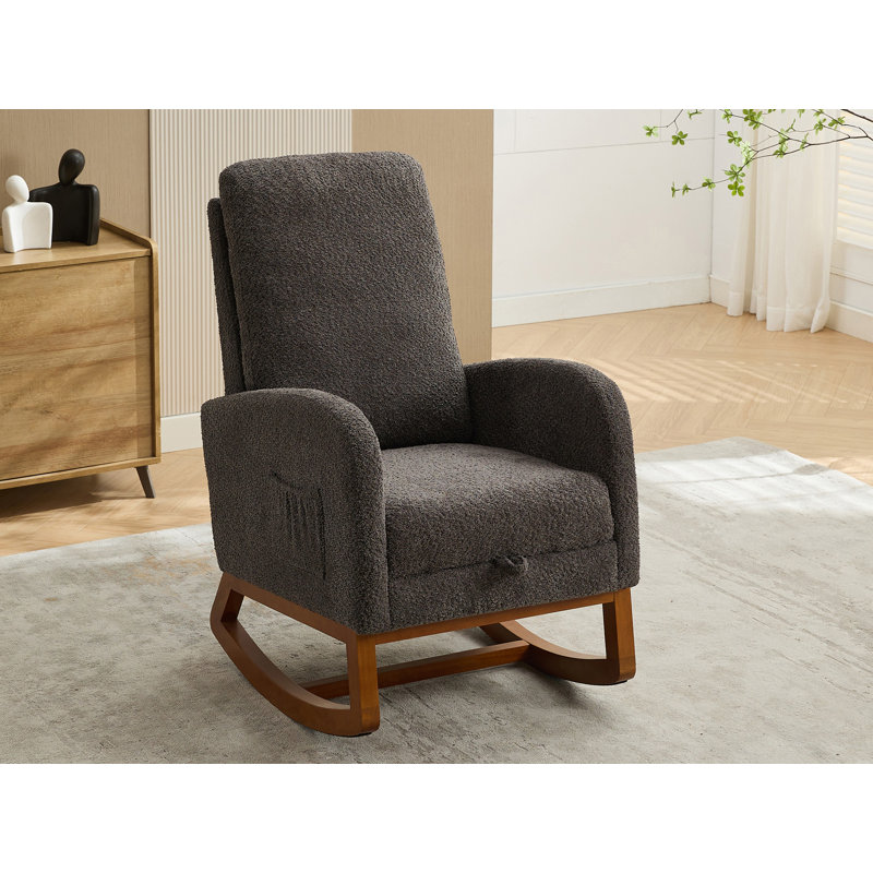 Chaise berçante rembourrée avec repose-pieds rétractable, Gris anthracite