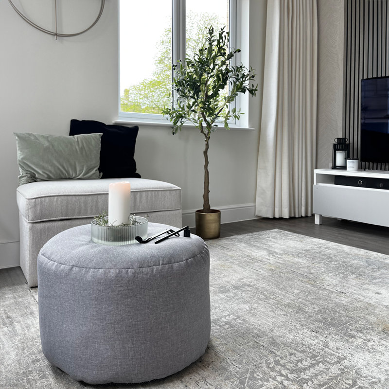 rucomfy Beanbags Textured Barley Pouffe Bean Bag. Large Foot Rest or Extra Seating. Home Living or Bed Room Footrest. W55cm x H38cm