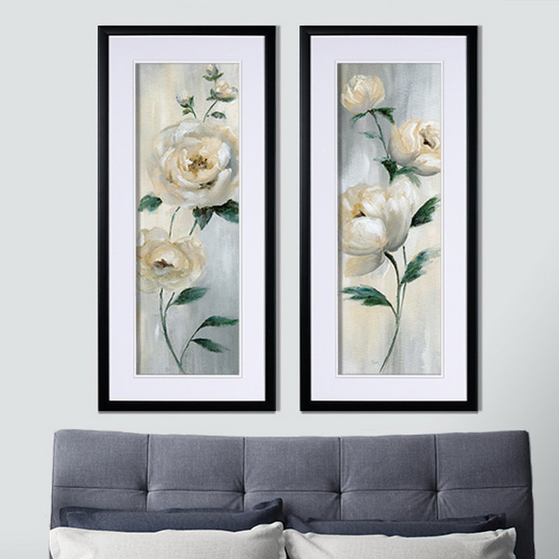 «Carolina Springs Bloom», ensemble de 2 reproductions de peintures à l'acrylique encadrées, Noir