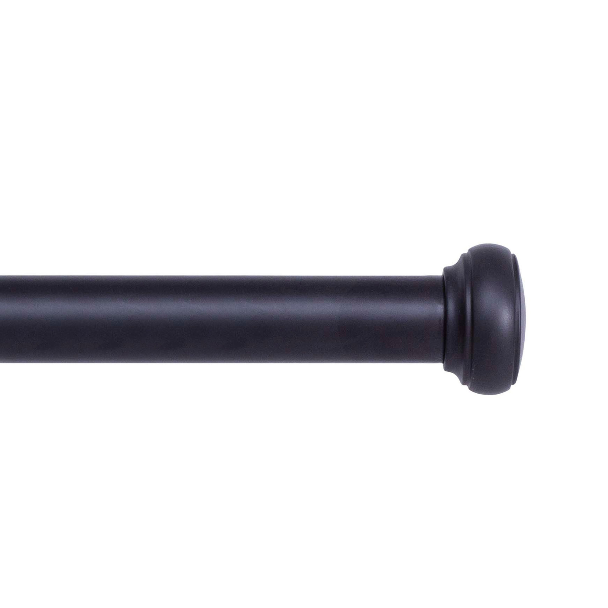 Tropez Adjustable 1" Single Curtain Rod, Black, 72" - 144" 
