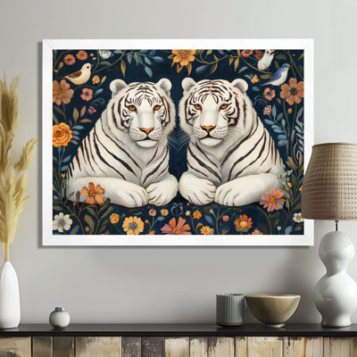 Gardiens du jardin folklorique - Tableau encadré Tigre blanc