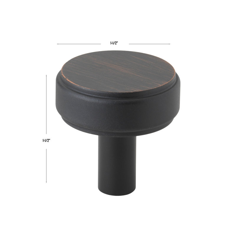 1-1/2" Diameter Solid Smooth Round Cabinet Knob, Oil Rubbed Bronze