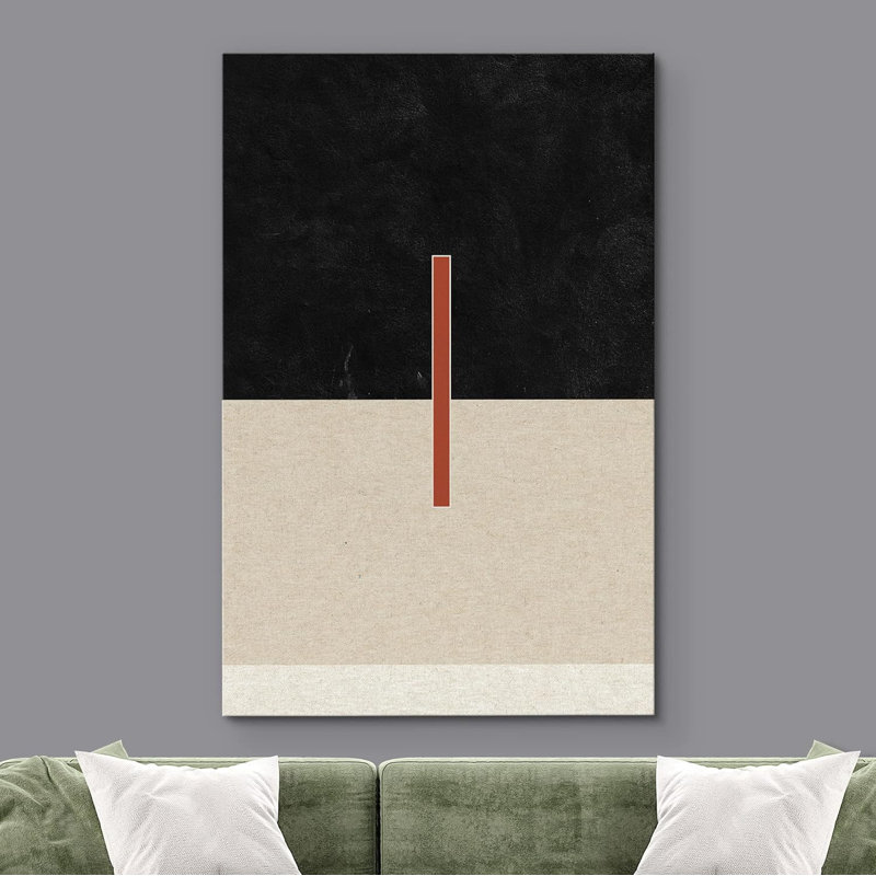 Motif géométrique art déco rouge et noir, formes abstraites, minimalisme, décoration murale nordique contemporaine sur toile