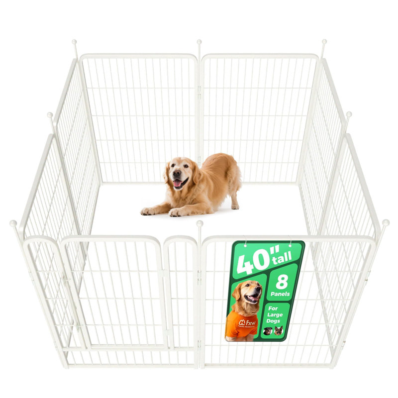 Parc pour chien avec patins en plein air, pour l'extérieur, cour, camping-car, 40 pouces, 8 panneaux pour chiens de taille moyenne et grande, blanc
