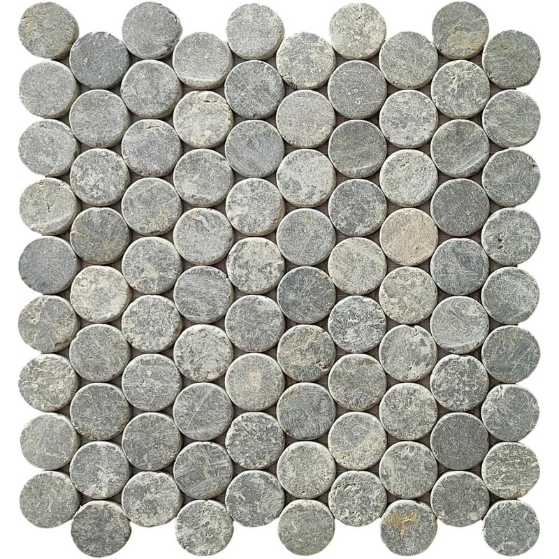 CNK Stone Grey Penny Round Marble Mosaic Tile
