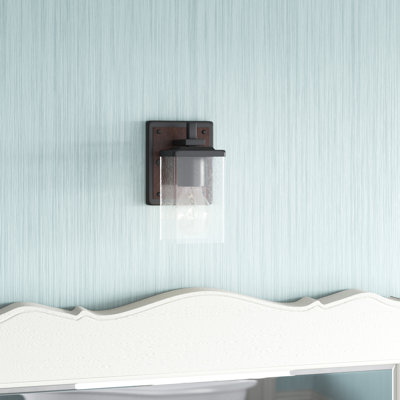 Éclairage pour meuble-lavabo noir mat 1 lumière Raymonde avec détails en faux bois foncé et abat-jour en verre bullé