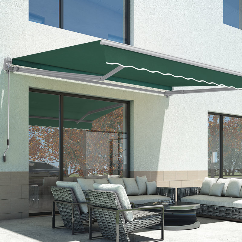 Patio Awning Sunshade Canopy for Manual Retractable Awnings, Green, 58.8" H x 138" W x 98.4" D