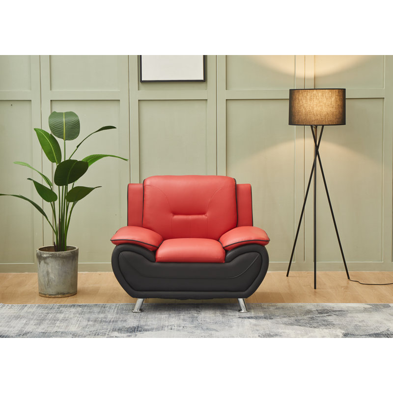 Chaise de salon Alexsia, Similicuir rouge / noir
