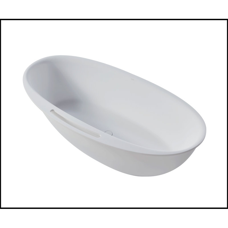 65'' White Fiberglass Freestanding Soaking Bathtub