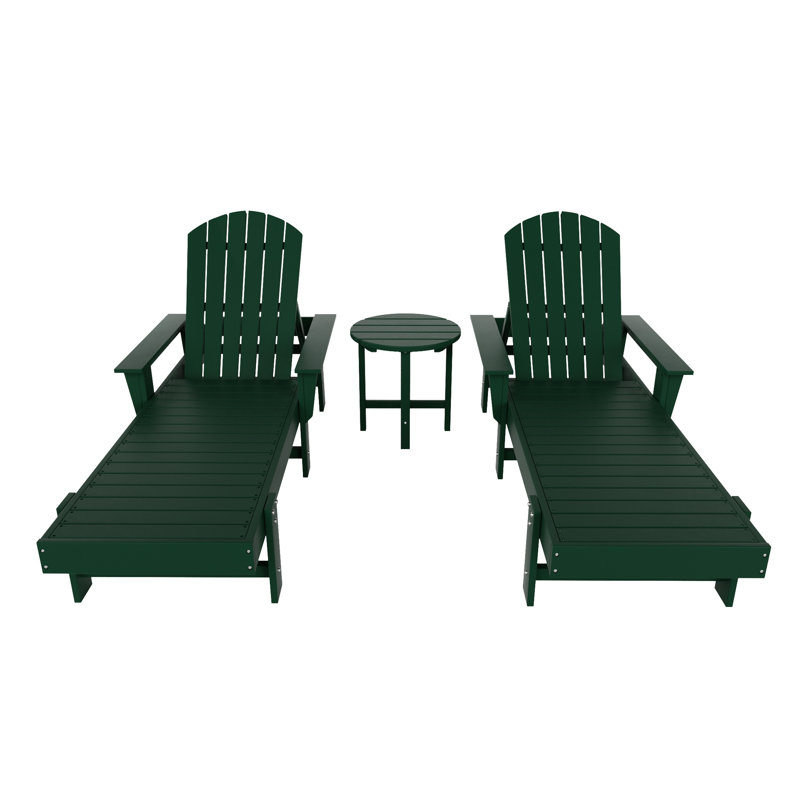Altura Outdoor Chaise Lounge with Table, Dark Green