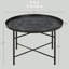 Table basse ronde de 61 cm (24 po) avec dessus en métal martelé, table d'appoint pour salon. Finition brossée artisanale, pieds réglables, structure robuste, capacité de 50 kg (110 lb), plateau plat, style vintage pour chambre à coucher. Pieds pour une stabilité optimale.