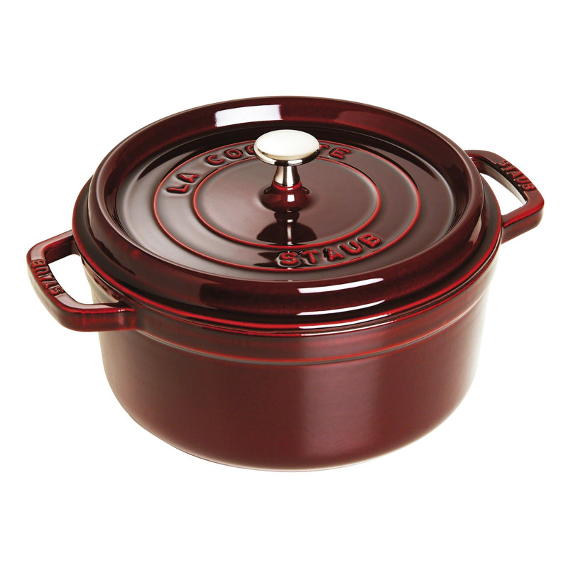 La Cocotte Cast Iron Round Cocotte, Grenadine, 0.25 quarts
