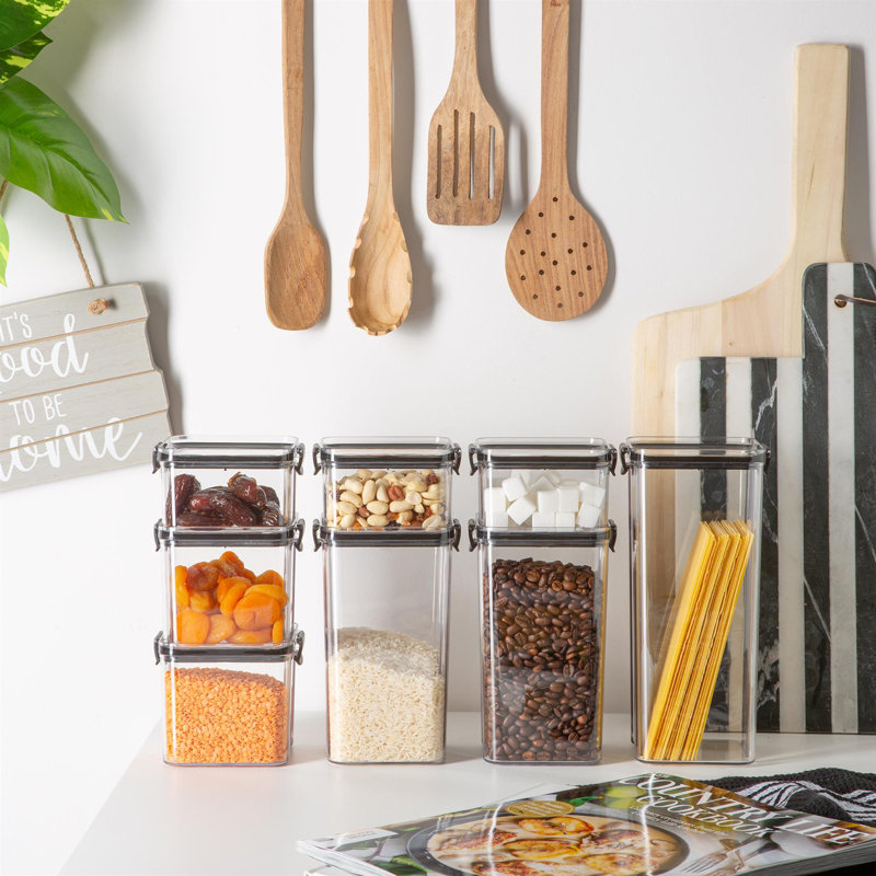 Argon Tableware Food Storage Container - Set of 8 - (4 Sizes), Black