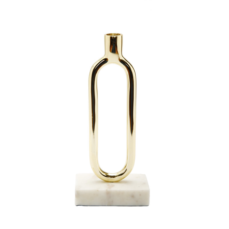 Porte-bougie Gold Loop Taper sur base en marbre - H 11,75 po