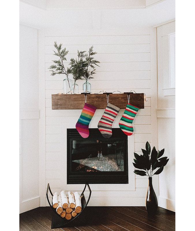 Wool Stocking, Gray/Red