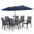 Rectangular 6 - Person 60'' Long Dining Set with Umbrella-194061507