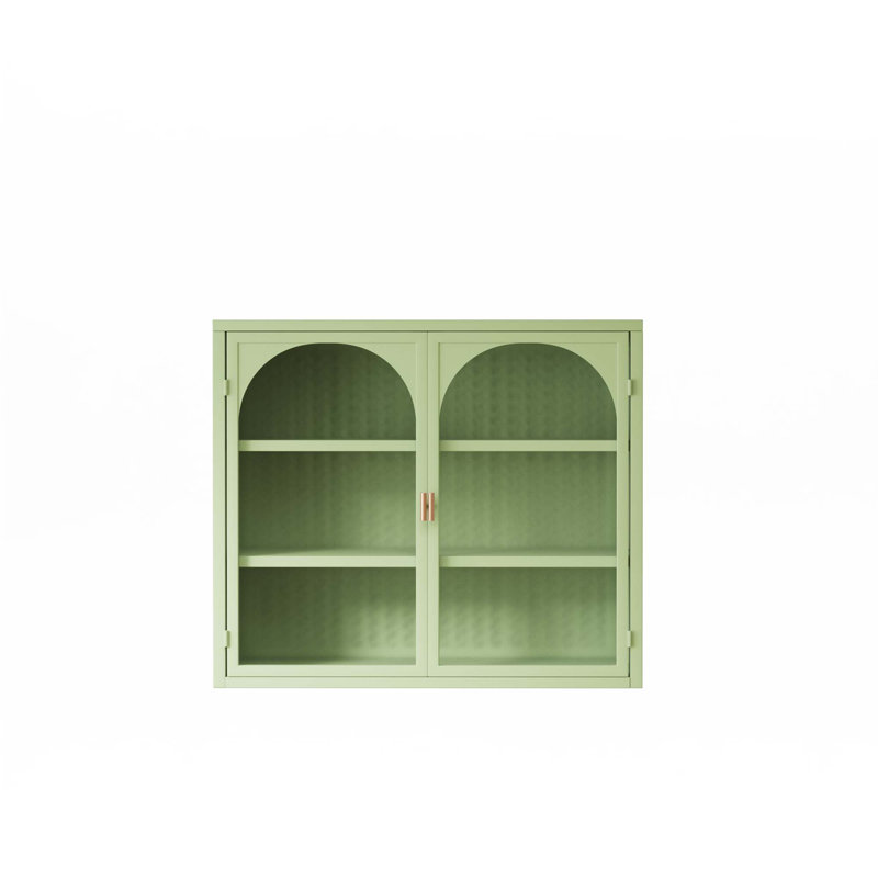 Armoire murale à portes vitrées, rangement fermé, Vert