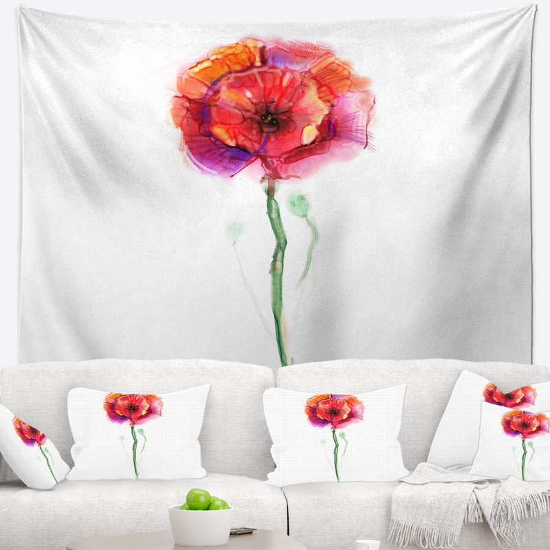 Tapisserie fleur isolée fleurie en pleine fleur, H 50 po x l 60 po