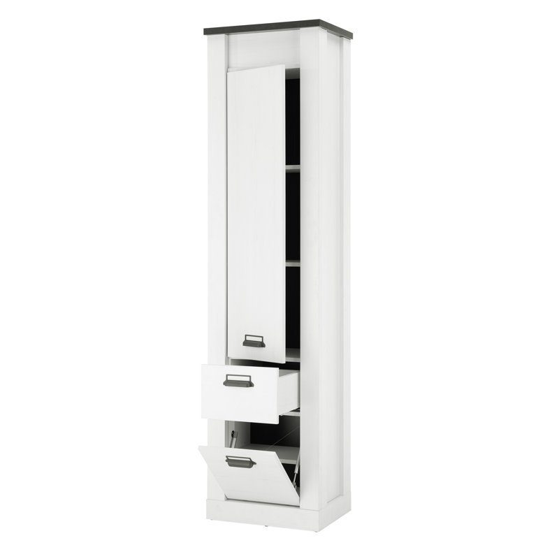 Jackeline 1 Door Manufactured Wood Wardrobe, White/Anthracite