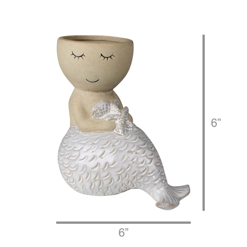 Bortzer Ceramic Sitting Mermaid Cachepot