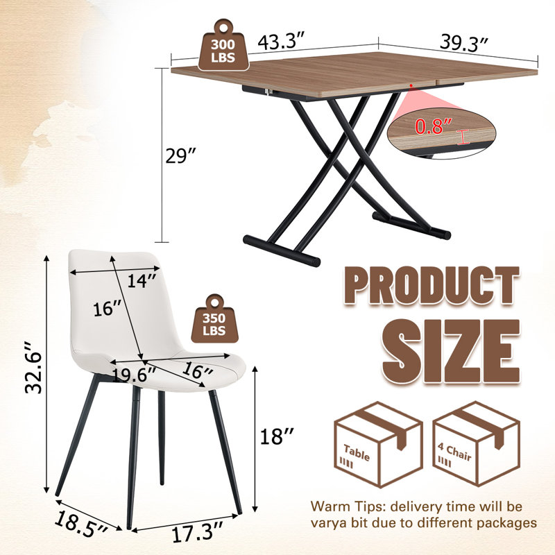 Ensemble de table de salle à manger 4 personnes, table pliante avec base en métal, table de salle à manger avec chaises