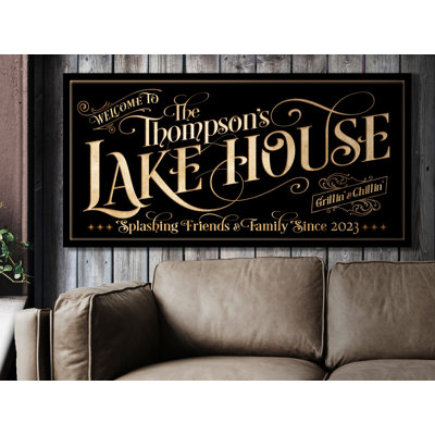 «Lake House», nom de famille personnalisé sur toile
